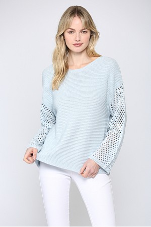 CROPPED LOOSE KNIT SWEATER/BAC ...